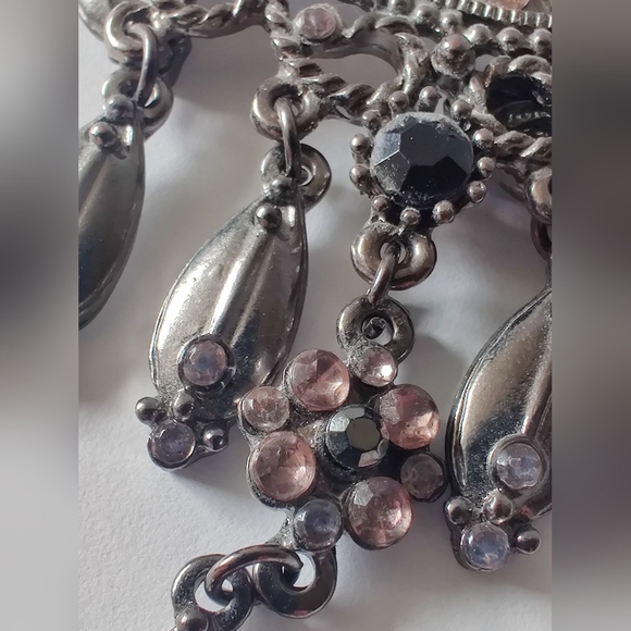 Vintage Silver Jewelry Necklace Pendant With Gem Stones - Picture 3 of 6